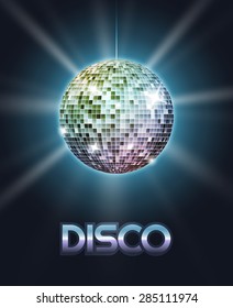 Mirror disco ball poster with rays