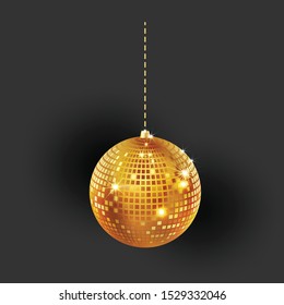 mirror disco gold ball vector,elements for Artwork greeting gift box holiday background cards xmas symbol party  ,Isolated background