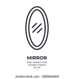 Mirror editable stroke outline icon isolated on white background flat vector illustration.