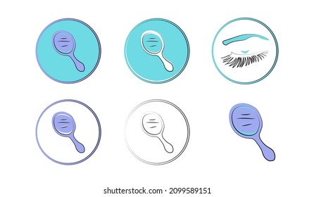 a mirror, eyelashes, a set of cosmetics icons. artistic patterns ,vector illustration, facial care theme,print