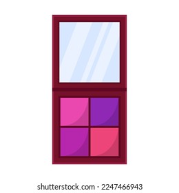 Mirror und AugapPalette Vektorgrafik. Kosmetischer Gegenstand, Cartoon-Illustration für Schönheitsprodukte. Make-up, Glamour-Konzept
