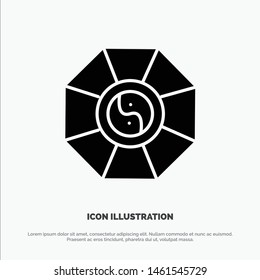 Mirror, FengShui, China, Chinese Solid Black Glyph Icon. Vector Icon Template background