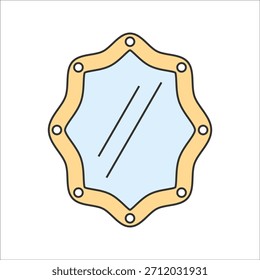 Mirror Flat design style, ornate hand mirror with frame, representing vanity and decoration, ideal for antique decor or beauty related visuals.