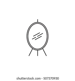Mirror flat icon. High quality outline pictogram of element for bedroom's interior. Vector line illustration of mirror for web design or mobile app. Button and symbol for design visit card, logo.