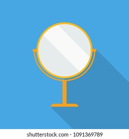 Mirror flat icon isolated on blue background. Simple mirror sign symbol in flat style. Vector illustration for web and mobile design.