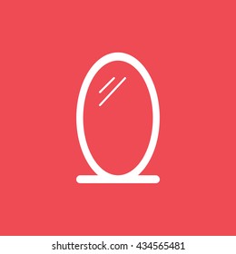 Mirror Flat Icon On Red Background