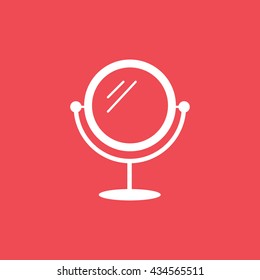 Mirror Flat Icon On Red Background