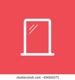 Mirror Flat Icon On Red Background