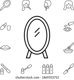 Icono de vector plano espejo en el paquete de belleza