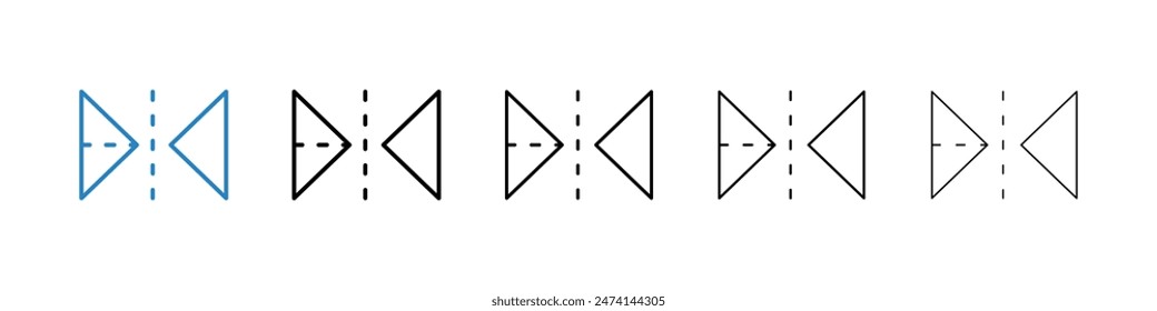 Mirror Flip Icon Set. Horizontal Reversal Button Vector.