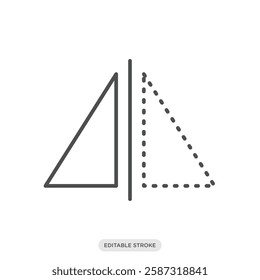 Mirror, flip, reflect object icon. Camera and photography symbol sign vector illustration in line style.