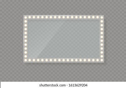 Mirror in frame with bright lights with light makeup lights in changing room or backroom. Vector illustration, EPS 10. svg