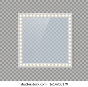 Mirror in frame with bright lights with light makeup lights in changing room or backroom. Vector illustration, EPS 10. svg