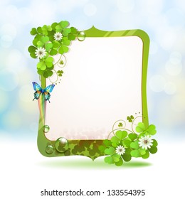 Mirror frame with clover and butterfly