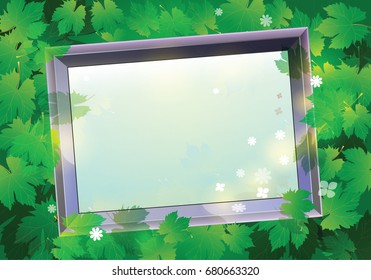 Mirror frame on lawn