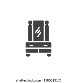 Mirror furniture vector icon. Commode with mirror filled flat sign for mobile concept and web design. Dressing table glyph icon. Symbol, logo illustration. Pixel perfect vector graphics