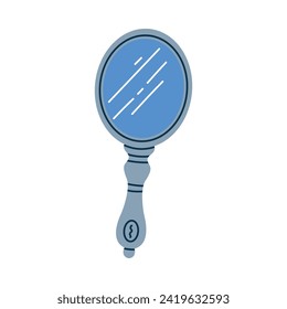 Mirror with Glass and Handle as Professional Hairdressing Tool and Accessory for Hairdo Vector Illustration