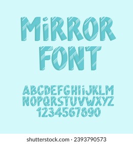 Mirror Glossy Font. Glass Shiny Alphabet. Glassy Letters and Numbers Typography.