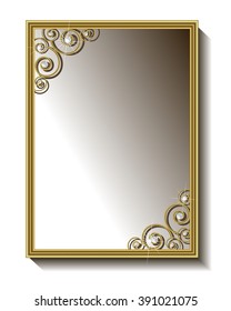 Mirror in a gold frame with rhinestones