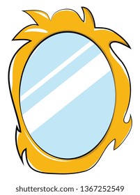 Espejo con vector de marco dorado o ilustración de color