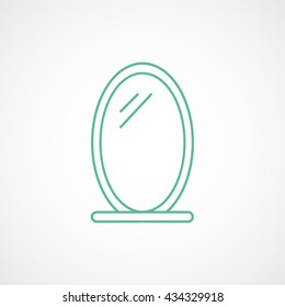 Mirror Green Line Icon On White Background