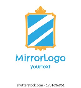 mirror hand drawn logo design. funny icon