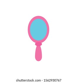 mirror with handle imagination mystery magic flat icon vector illustration