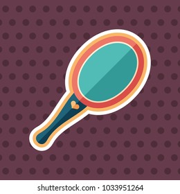 Mirror with handle sticker flat icon with color background.