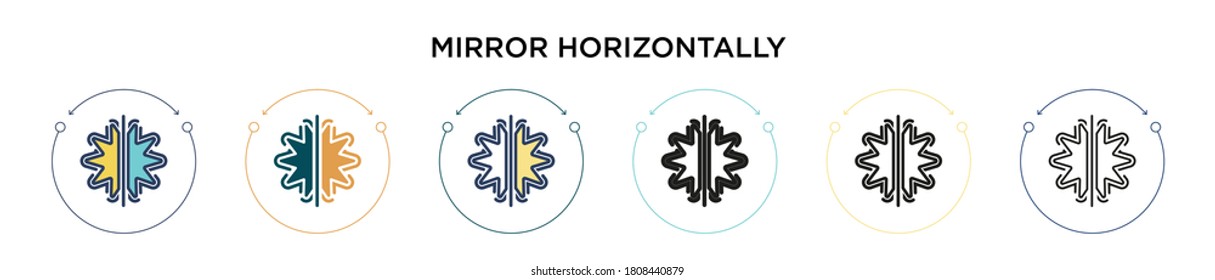 Mirror horizontally icon in filled, thin line, outline and stroke style. Vector illustration of two colored and black mirror horizontally vector icons designs can be used for mobile, ui, web