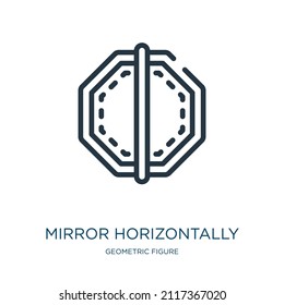 mirror horizontally thin line icon. mirror, arrows linear icons from geometric figure concept isolated outline sign. Vector illustration symbol element for web design and apps.