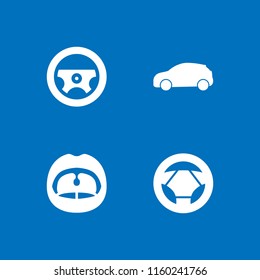 mirror icon. 4 mirror set with steering wheel, dentist and car black side silhouette vector icons for web and mobile app
