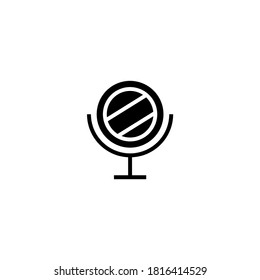 Mirror Icon in black flat glyph, filled style isolated on white background