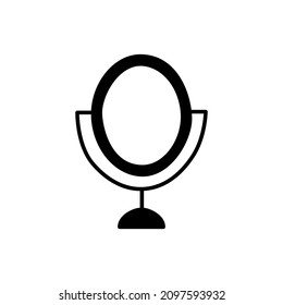 Mirror Icon in black flat glyph, filled style isolated on white background