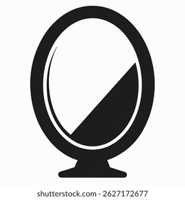 Spiegelsymbol, schwarzer Vektor auf weißem Hintergrund.