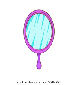 Mirror icon in cartoon style isolated on white background. Look symbol