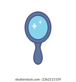 mirror icon filled outline style. Beauty hand mirror glass portable. glossy and shine frame. Handle crown mirror princess decoration accessory. Vector illustration design on white background. EPS 10