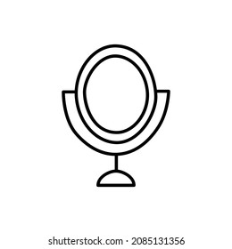 Mirror Icon in flat black line style, isolated on white background