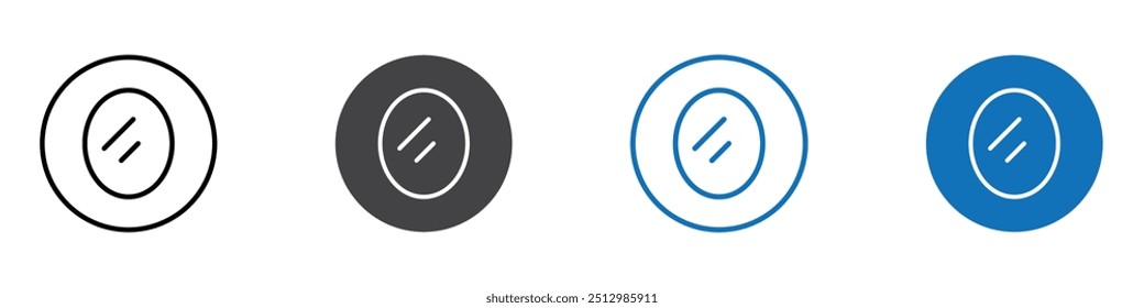 Mirror icon flat editable icon mark set.