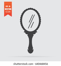 Mirror icon in flat style isolated on grey background. For your design, logo. Vector illustration.