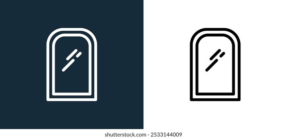 mirror icon isolated on white and black colors. mirror outline linear vector icon from home room decoration collection for mobile apps, web and ui.