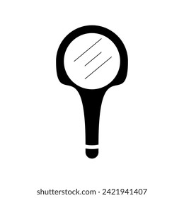 Mirror icon line style. Beauty hand mirror glass portable. Handle flower mirror princess decoration accessory. Vector illustration.