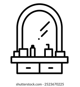 Mirror icon in line style with editable stroke. An icon about a barbershop in line style with editable stroke