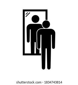 Icono de espejo, logotipo aislado en fondo blanco