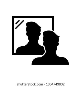 Icono de espejo, logotipo aislado en fondo blanco
