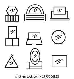 Icono de espejo o logotipo de ilustración vectorial de símbolo aislado, ilustración vectorial con contorno negro de alta calidad.