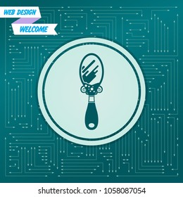 mirror icon on a green background, with arrows in different directions. It appears on the electronic board. Vector illustration