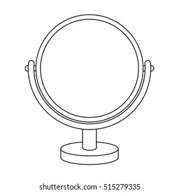 Mirror icon in outline style isolated on white background. Make up symbol stock vector illustration.