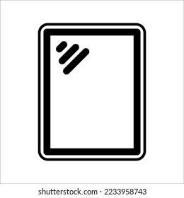 Mirror icon, Reflective glass surface illustration symbol, on white background eps 10.