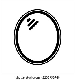 Icono de espejo, símbolo de ilustración de superficie de vidrio reflectante, sobre el fondo blanco eps 10.