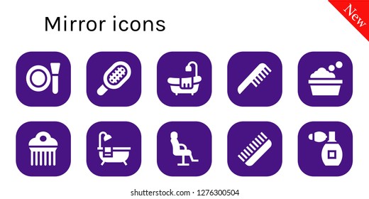 mirror icon set. 10 filled mirror icons. Simple modern icons about  - Make up, Comb, Bathtub, Salon chair, Perfume
